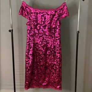 Magenta sequin cocktail dress